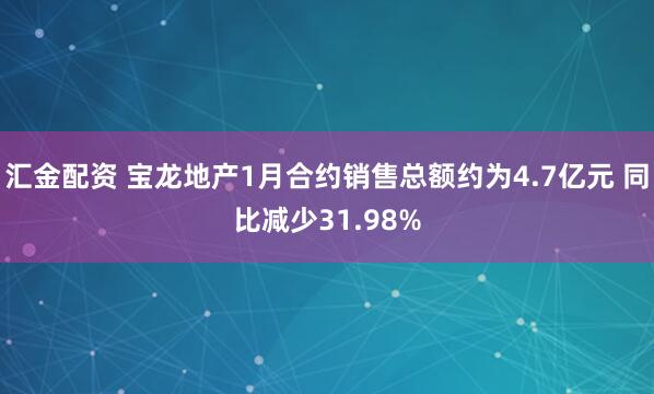 汇金配资 宝龙地产1月合约销售总额约为4.7亿元 同比减少31.98%